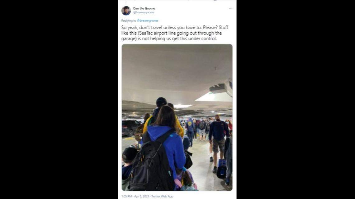As TSA struggles with a staff shortage amid the spring break rush, lines at SeaTac have stretched out into the garage, forcing travelers to wait for up to an hour.
