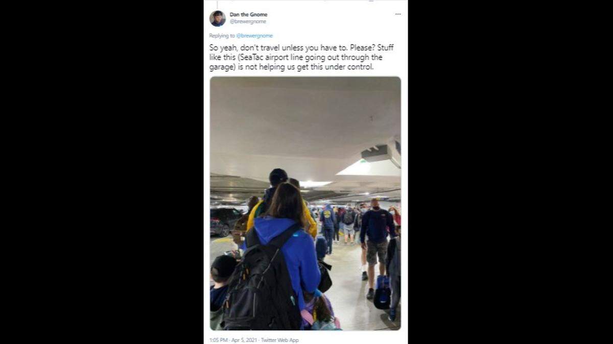 As TSA struggles with a staff shortage amid the spring break rush, lines at SeaTac have stretched out into the garage, forcing travelers to wait for up to an hour.