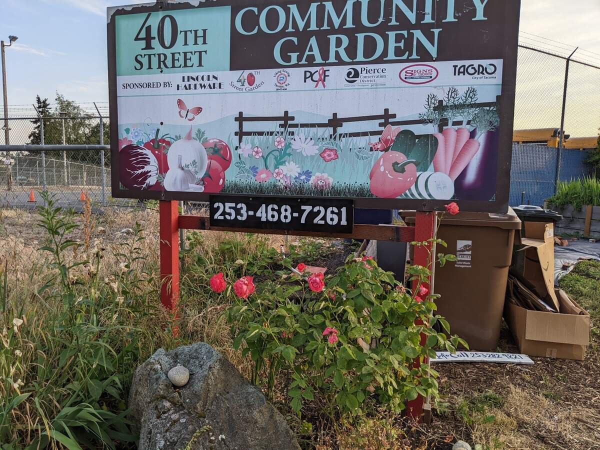 The sign outside of the 40th Street Community Garden in Tacoma.