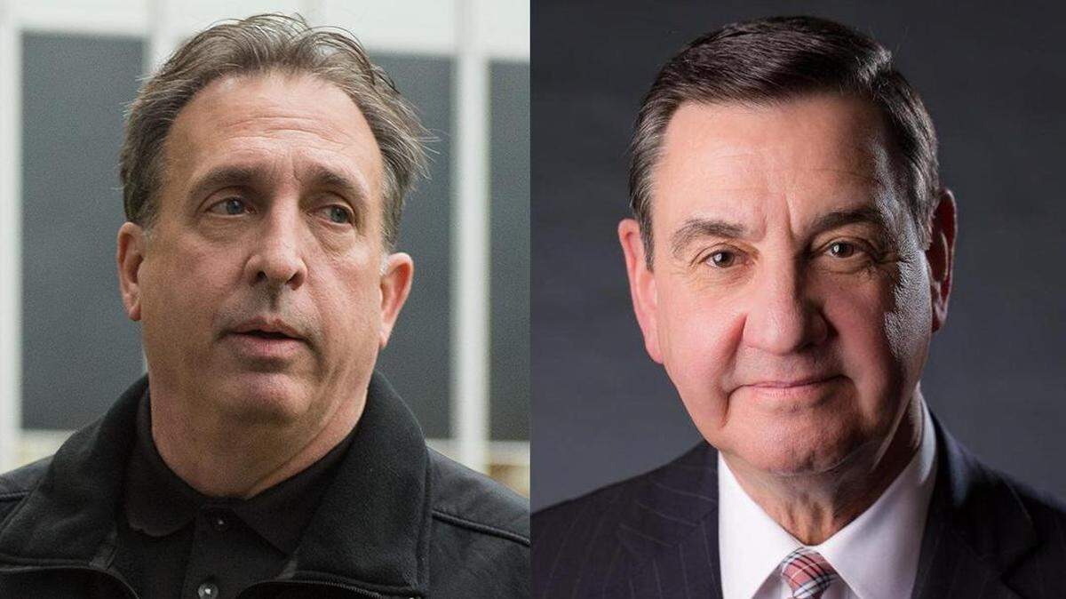 Spokesperson for the Sheriff’s Department, Ed Troyer (left), and chairman of the Pierce County Council, Doug Richardson (right), are running for sheriff.