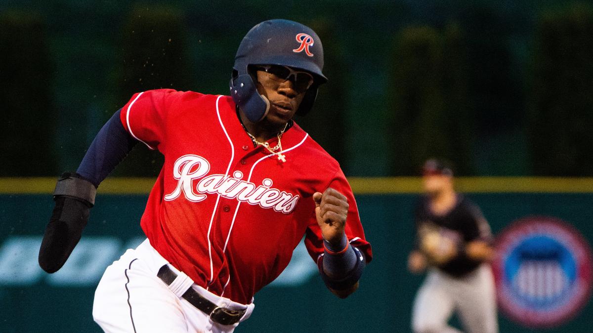 Shed Long during the game. The Tacoma Rainers played the Albuquerque Isotopes in a baseball game at Cheney Stadium in Tacoma, Wash., on Friday, April 12, 2019.