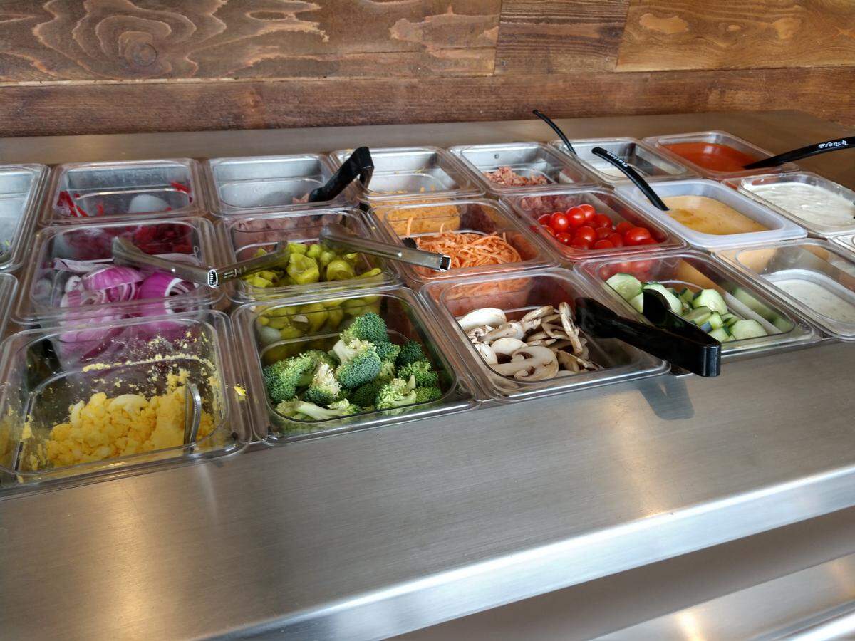 Salad bar ingredients at Tim’s Kitchen in Puyallup.