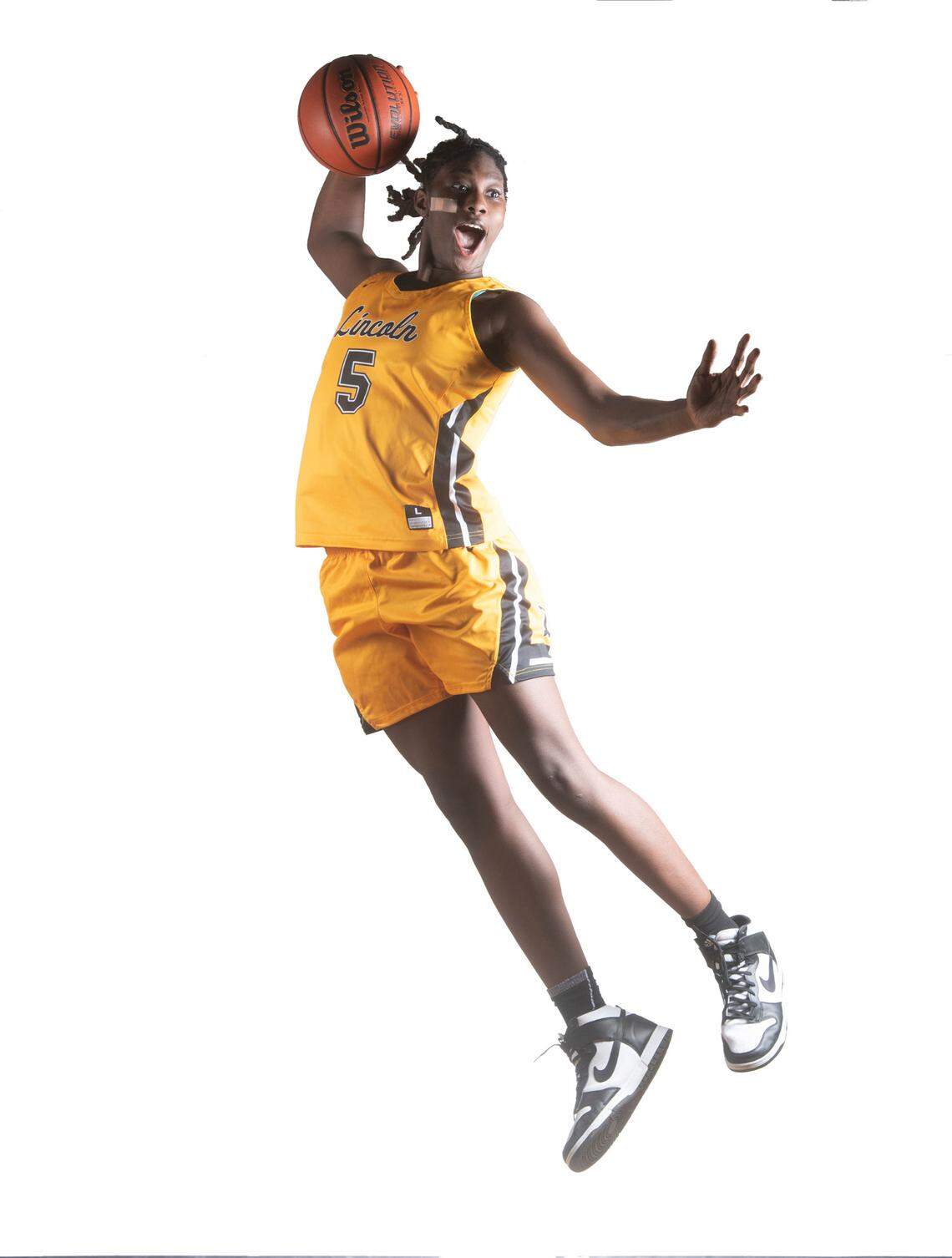 Lincoln freshman Oliviyah Edwards is one of six players named to The News Tribune’s All Area Girls Basketball Team. She is photographed at Curtis High School in University Place, Washington, on Saturday, March 11, 2023.