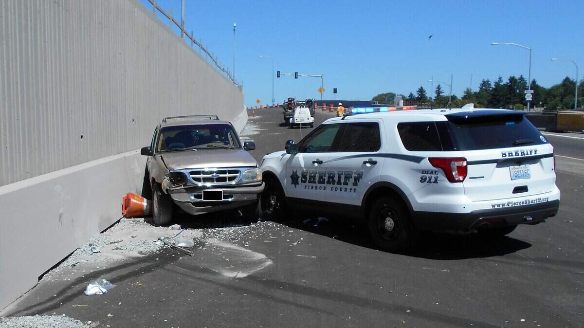 A Pierce County sheriff’s deputy and a Department of Corrections officer were hospitalized after being rammed by a woman they were trying to pull over for speeding Wednesday afternoon in Tacoma, according to a news release.