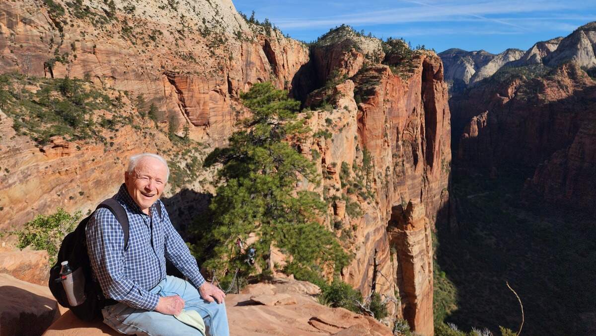 David Pine, a Gig Harbor resident, first ascended Angels Landing in Zion National Park at the age of 89 in 2024.