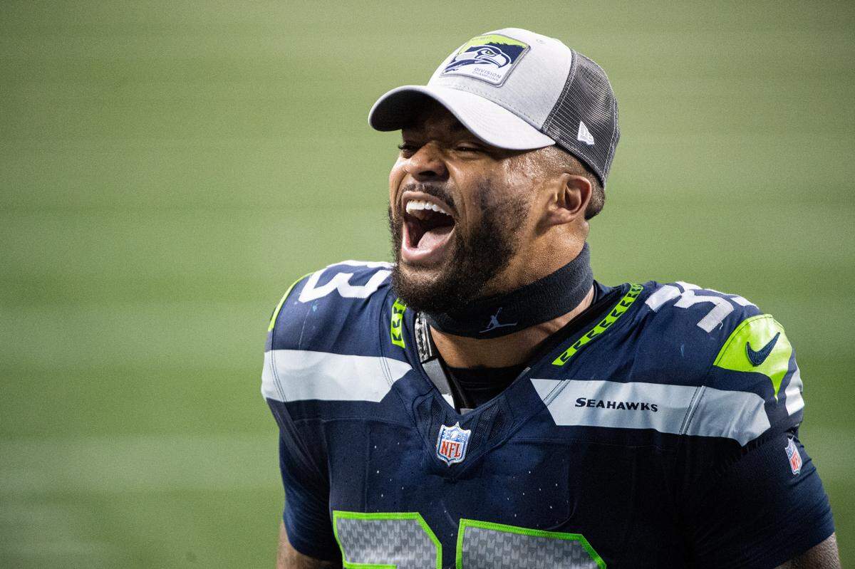 Seattle Seahawks defensive back Jamal Adams celebrates after the game. The Seattle Seahawks played the Los Angeles Rams in a NFL football game at Lumen Field in Seattle, Wash., on Sunday, Dec. 27, 2020.