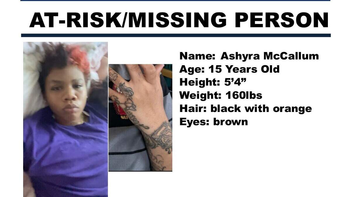 Ashyra McCallum, 15, has been missing from Tacoma since July 5, 2025.