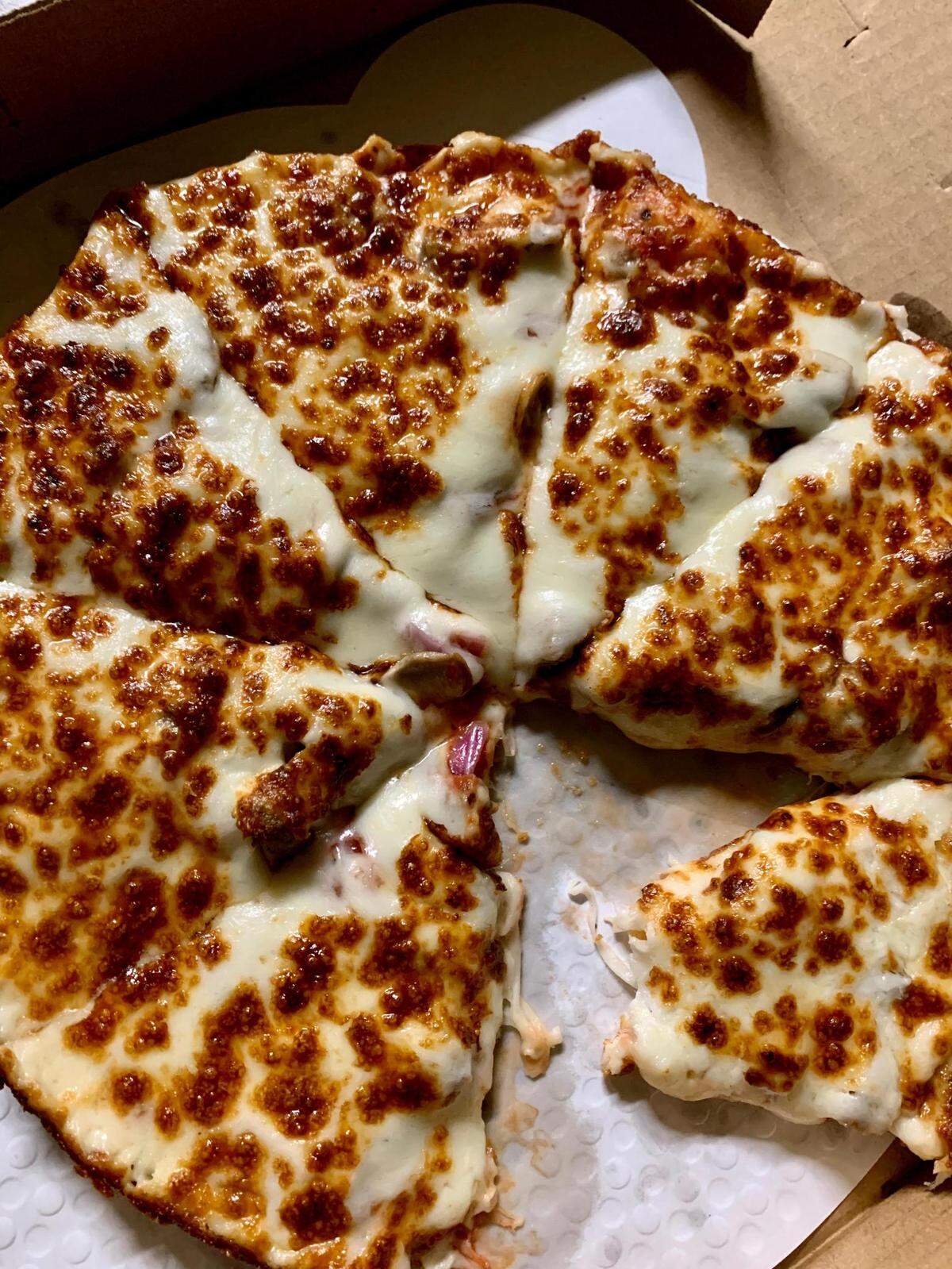 It’s Greek to Me serves more than just gyros and spanakopita, though they have that, too. The incredibly cheesy pizzas are reasonably priced and very filling, with gyro meat available as a topping.