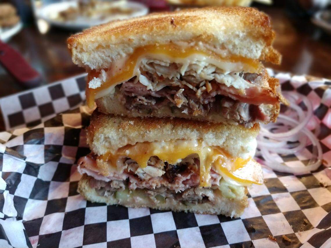 A cheesy British sandwich from Oddfellas Pub & Eatery in Auburn.