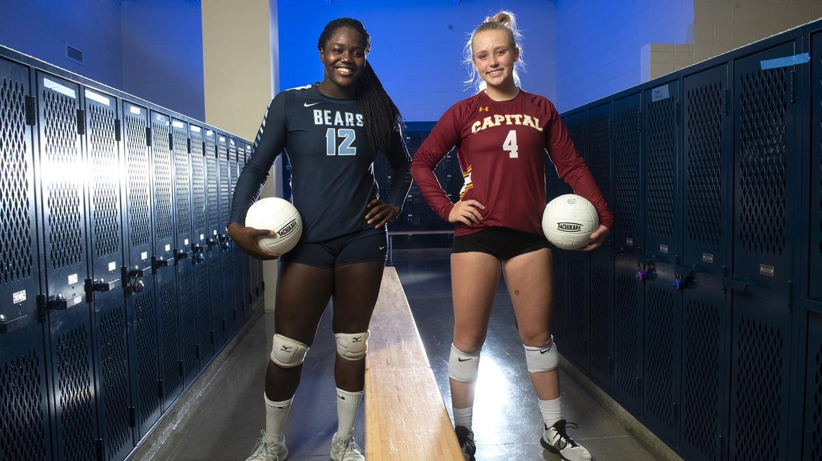 Olympia senior Bea Asomaning and Capital junior Maia Nichols are taking the Bears and Cougars back to the 4A & 3A state tournaments in Yakima. They are shown at Olympia High School on Wednesday, Nov. 14, 2018.
