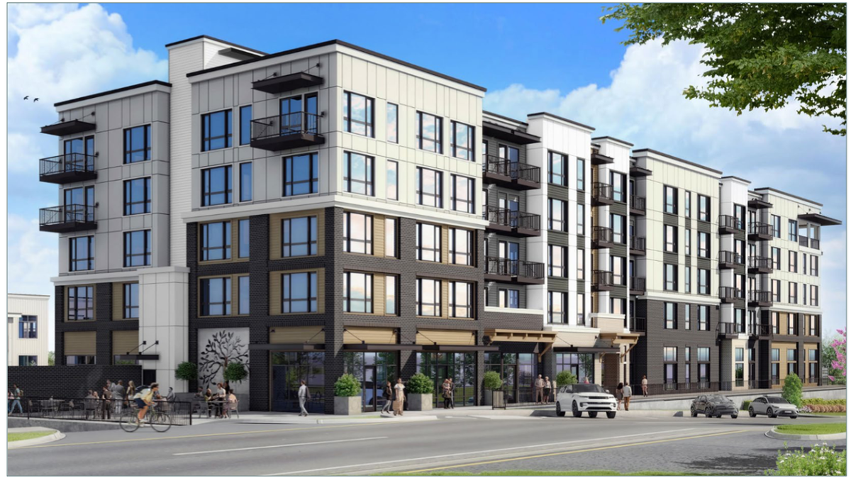 A rendering shared at the May 6 University Place City Council meeting shows plans for the 27th Street Apartments.