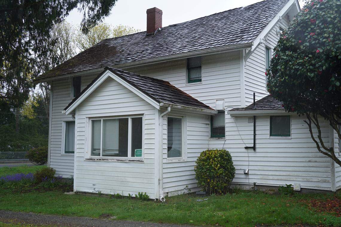 The Wilkinson Farmhouse at 4118 Rosedale St., pictured Tuesday, April 14, 2026 in Gig Harbor, Wash., was built around 1920. The home requires at least $96,000 in renovations if the city chooses to rent it out to new tenants.