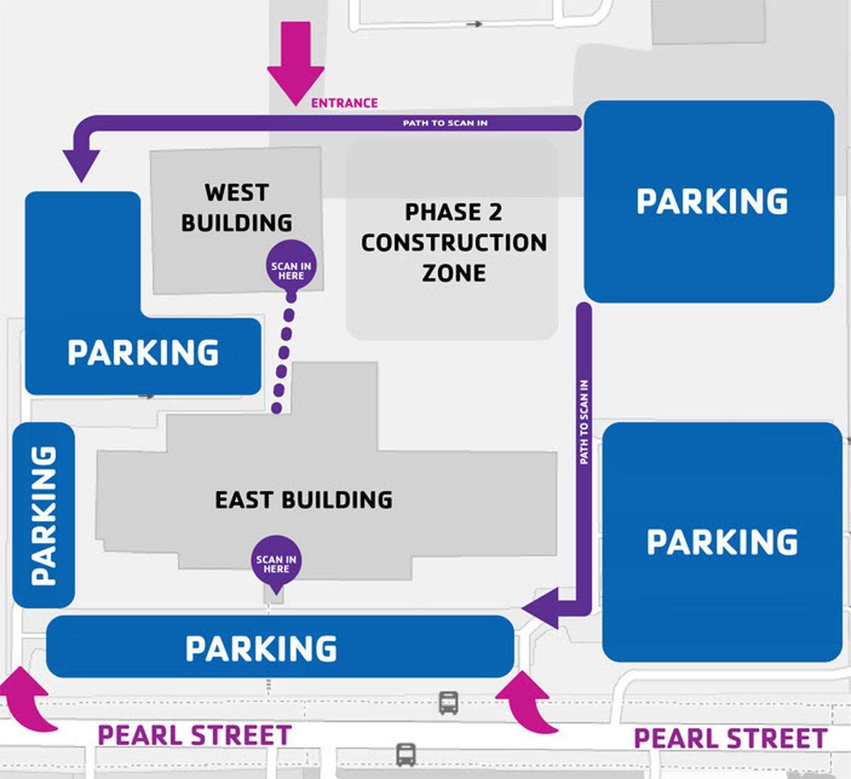 A map of the Pearl Street YMCA campus in Tacoma at 1002 S. Pearl St. shows the new West building, which opens Jan. 1, 2026.