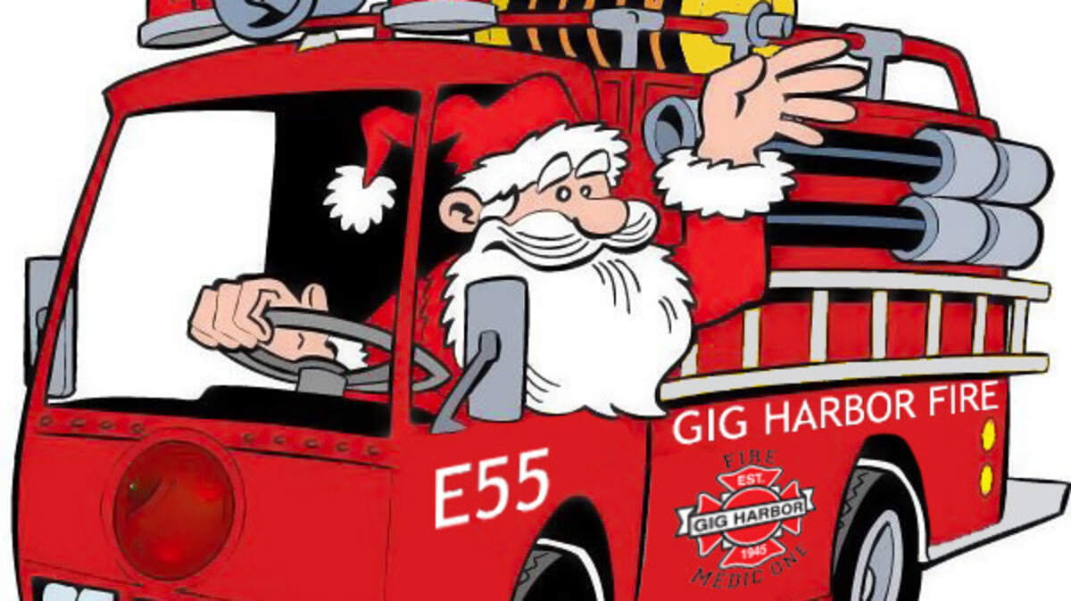 Santa and Gig Harbor firefighters will be collecting for the FISH food bank from 5-8:30 each evening this week.