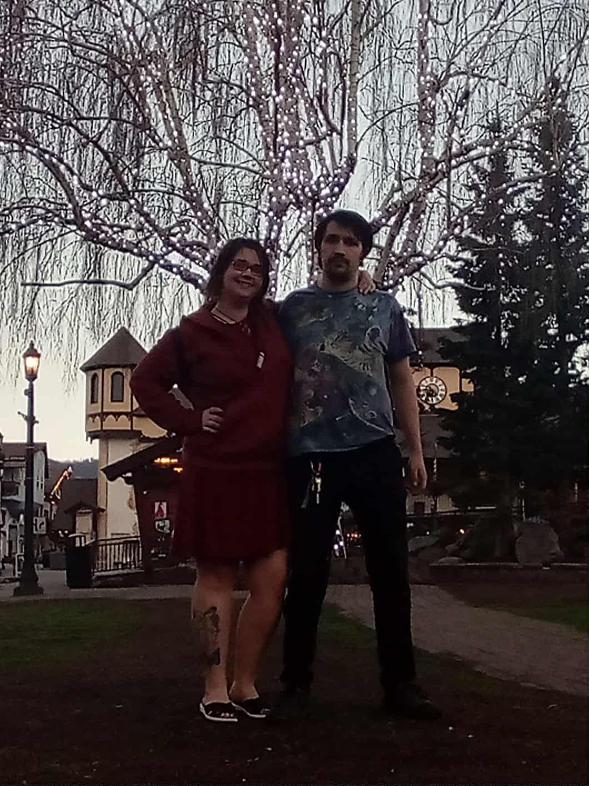 Nathaniel Heatherly, 31, pictured with his girlfriend, Cora Marsh. Heatherly died on Oct. 25 during a trick-or-treating event in the Roy area.