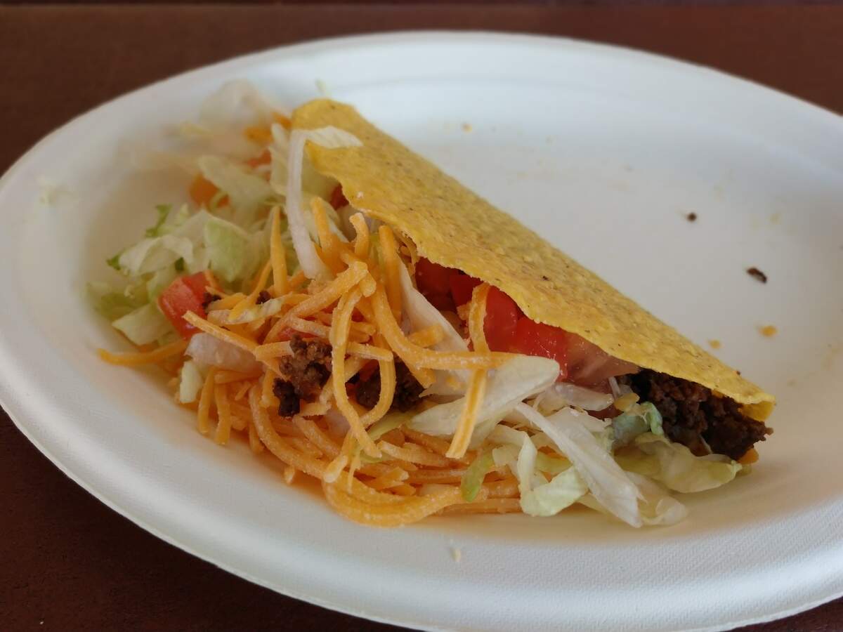 A crunchy beef taco at Mo’s Fresh Mex Kitchen at the Washington State Fair.