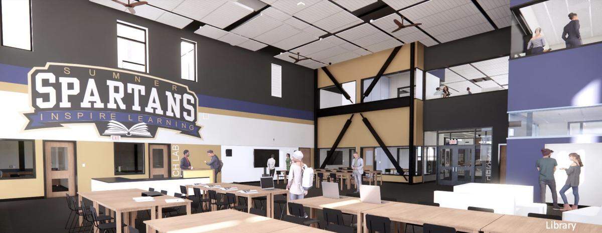 An architectural rendering of what the Sumner High library will look like after completion of the Phase 1 Expansion Project.