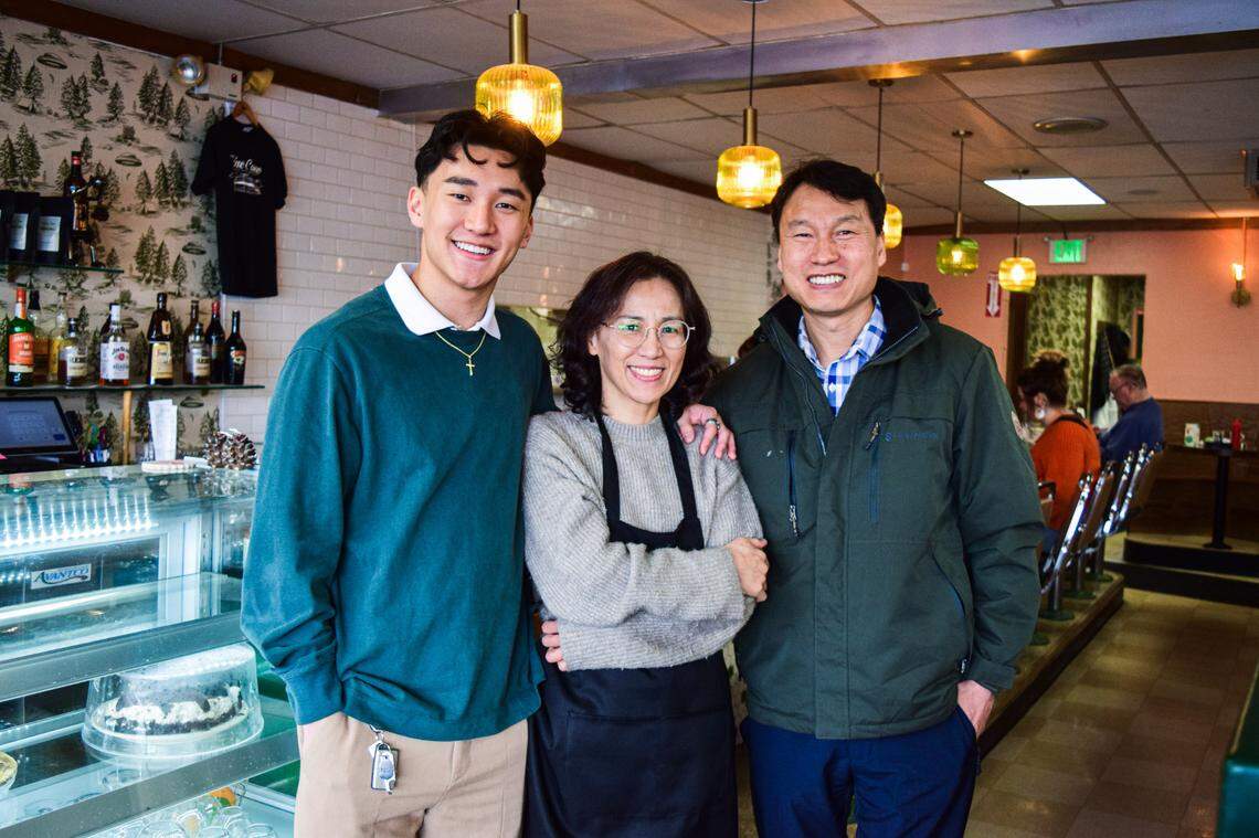 The Pine Cone in University Place has served breakfast since 1955. Aelysa Park (center) and her husband Jason Lee (right), shown here with one of their sons, Joshua, took over the business February 2025.