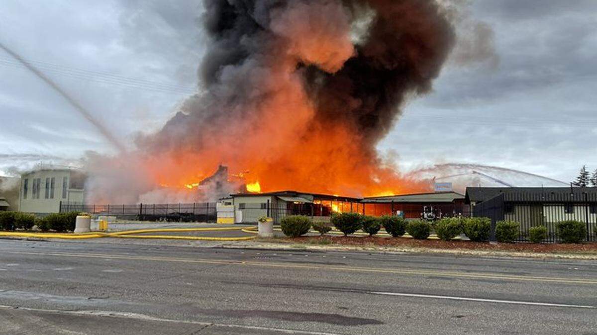 Puyallup police posted this photo to social media early Aug. 21, 2021, telling residents within 1.1 miles of 15th and East Pioneer to evacuate due to a large fire and concerns of an explosion.
