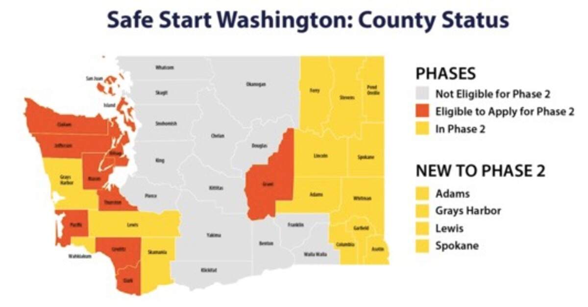The state Department of Health on Friday released a map showing the status of counties in phased reopening plan.