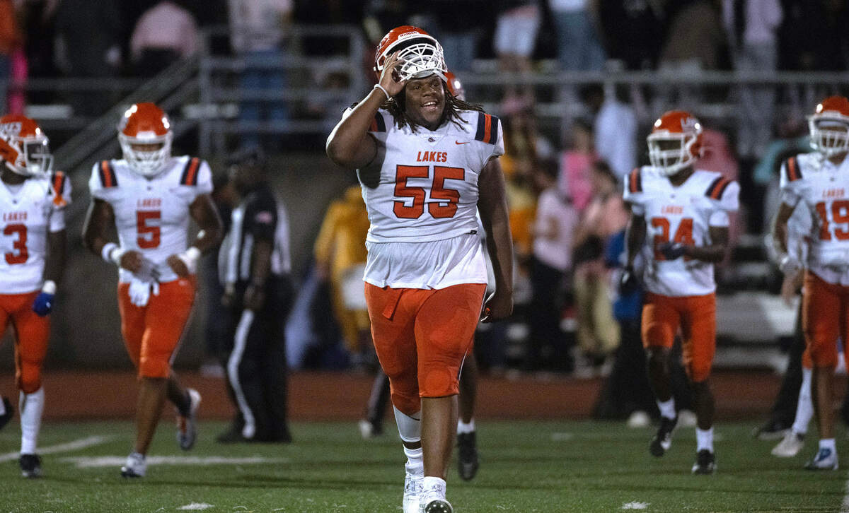 Lakes’ Amidjah Dilworth following Friday night’s football game at Viking Stadium in University Place, Washington, on Sept. 20, 2024. After trailing 10-0, Lakes won the game, 14-10.