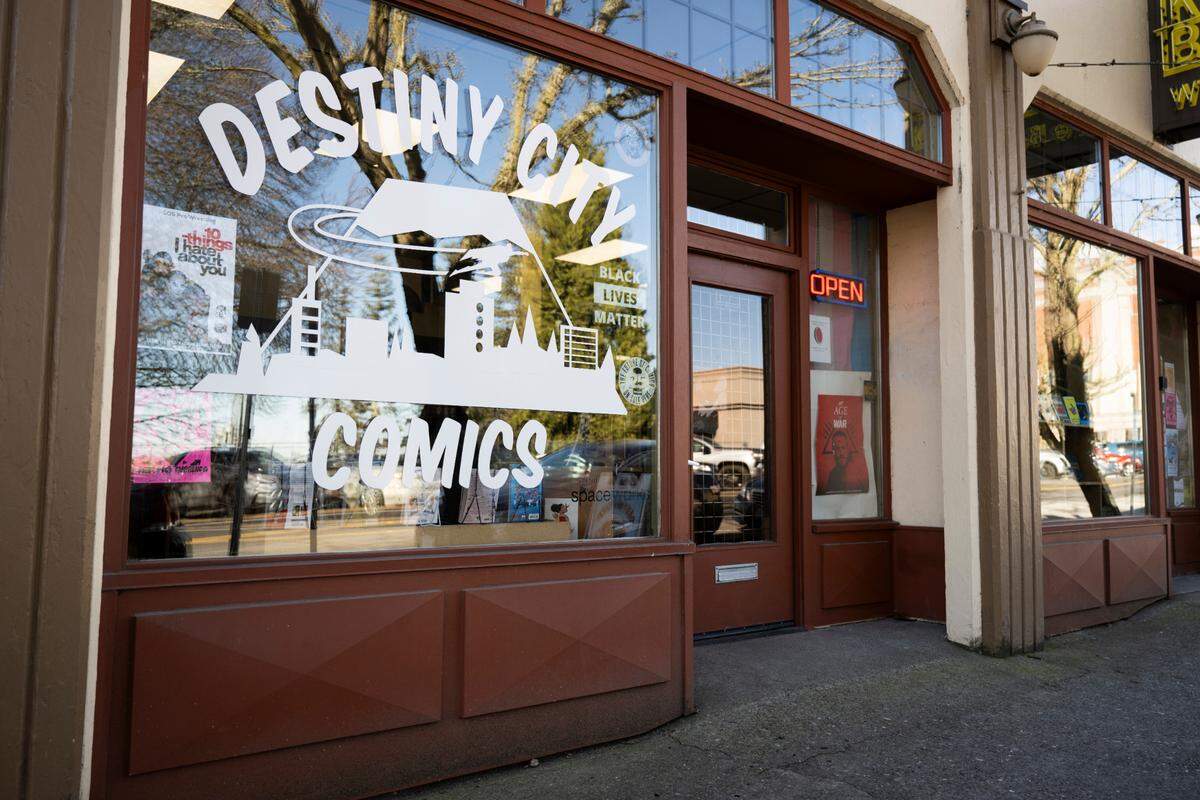 Destiny City Comics seen on Wednesday, Feb. 12, 2025, is preparing to close its doors in Tacoma, Wash.