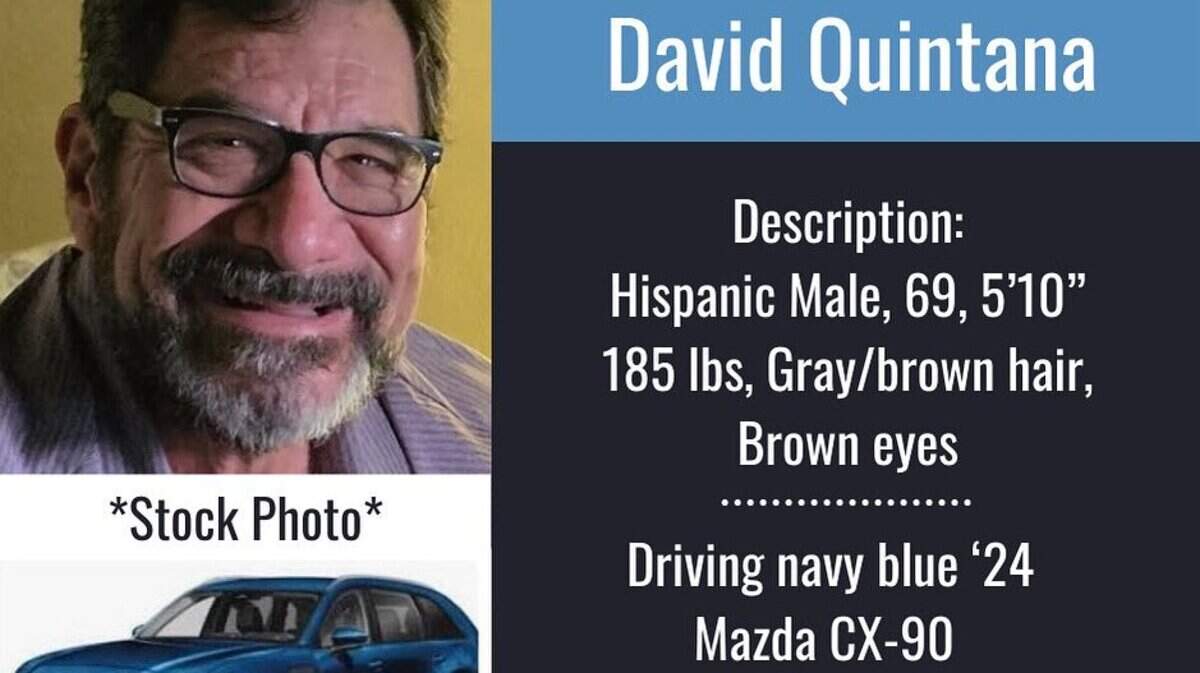 The Pierce County Sheriff’s Office issued a Silver Alert for David Quintana, 69, on August 19, 2025.