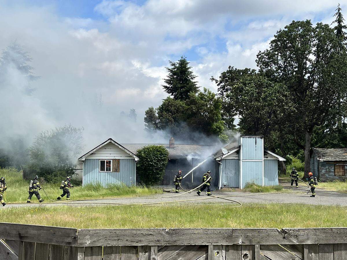 Central Pierce Fire and Rescue crews are putting out a house fire in Pierce County.