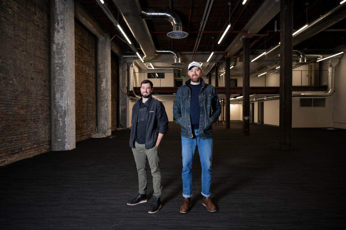 Co-owners Jon Green and Abe Fox at the soon-to-be new location of Wooden City at 1102 Broadway. They plan to keep the original Pac Ave space for a new concept.