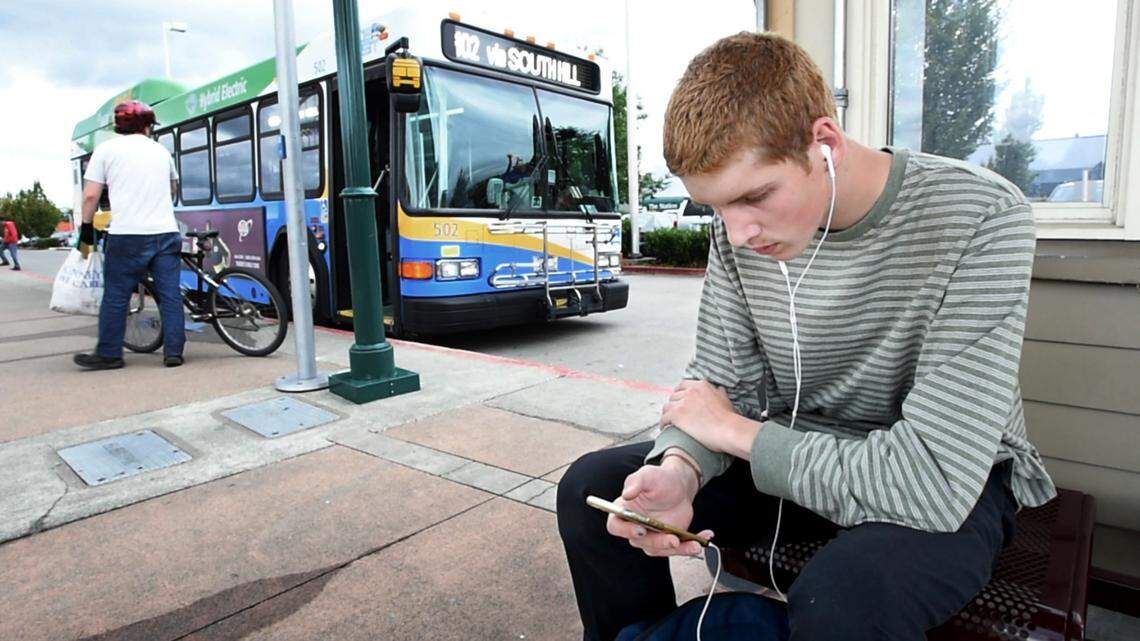 Joseph Faulk commutes on a Pierce Transit bus on Friday, July 22, 2016. Pierce Transit is considering a plan to add bus rapid transit lines from downtown Tacoma to Spanaway.