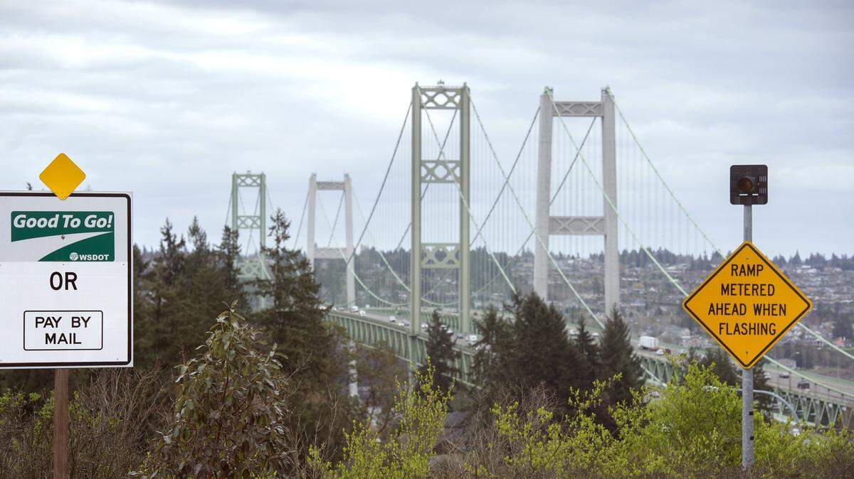 Like Galloping Gertie, the first Tacoma Narrows Bridge, the eastbound span charges a toll for crossing.