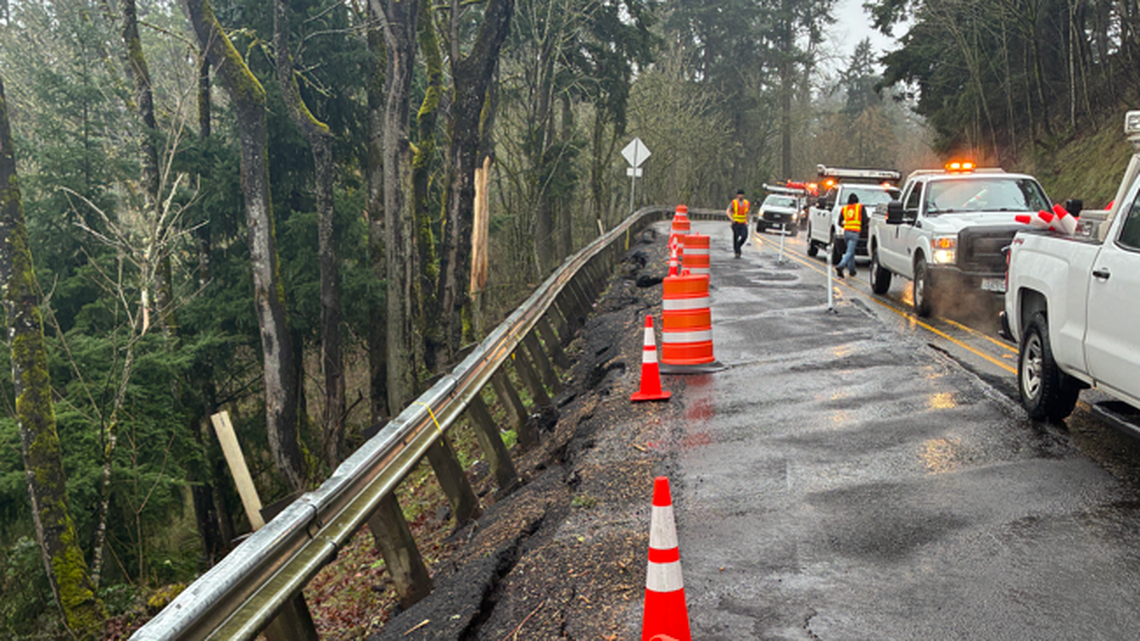 Landslide activity restricts travel on busy East Pierce County road