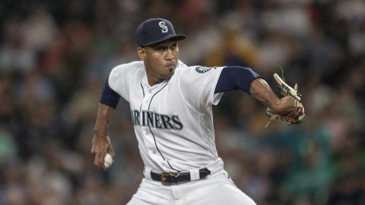 Seattle Mariners reliever Edwin Diaz delivers a pitch during the ninth inning of a baseball game against the Los Angeles Angels, Thursday, July 5, 2018, in Seattle. The Mariners won the game 4-1. (AP Photo/Stephen Brashear)