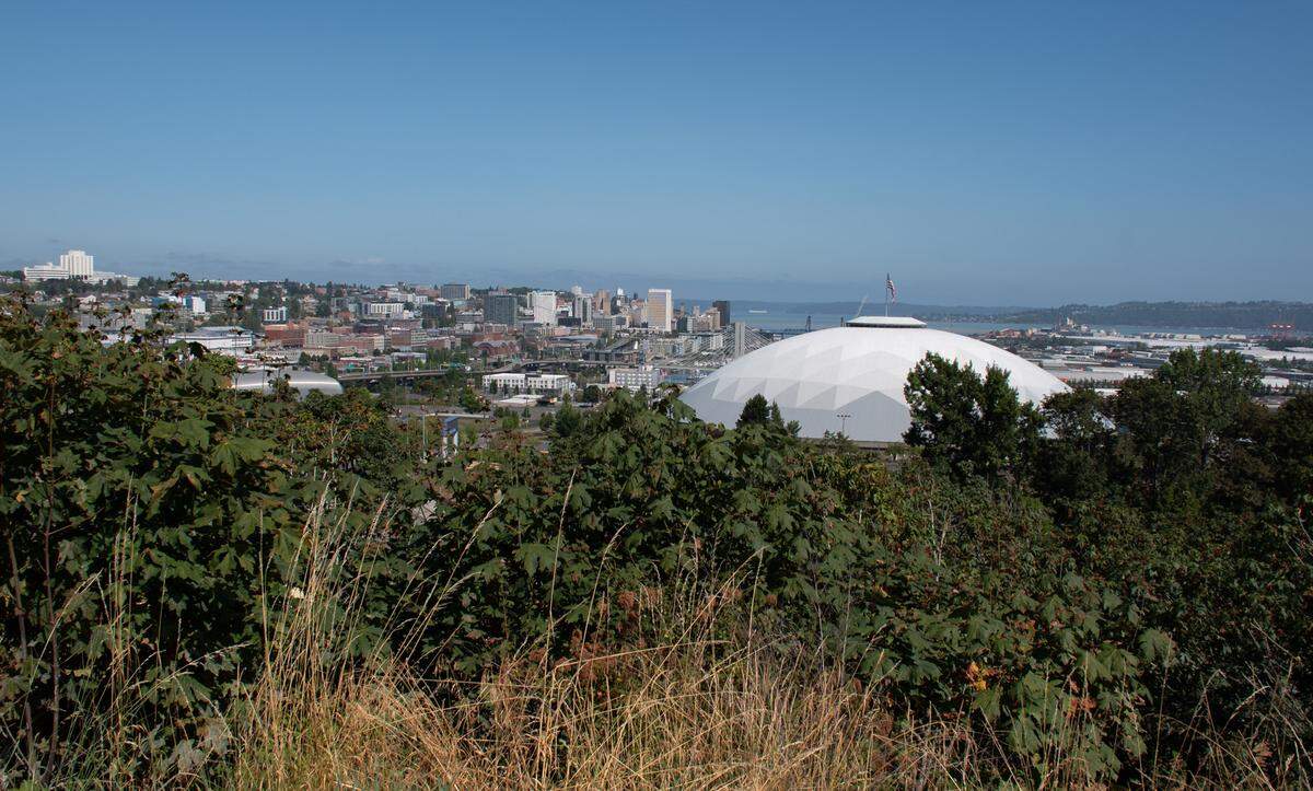 The current view from the McKinley Overlook on Monday, Aug. 5, 2024 in Tacoma, WA. The McKinley Overlook is set to be renovated after Tacoma City Council approved of a nearly $600,000 contract last month.