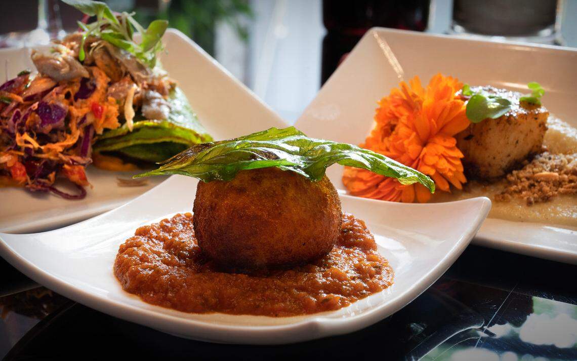 Make a meal out of Amor’s tapas menu, including arancini and a chive crepe with duck confit.