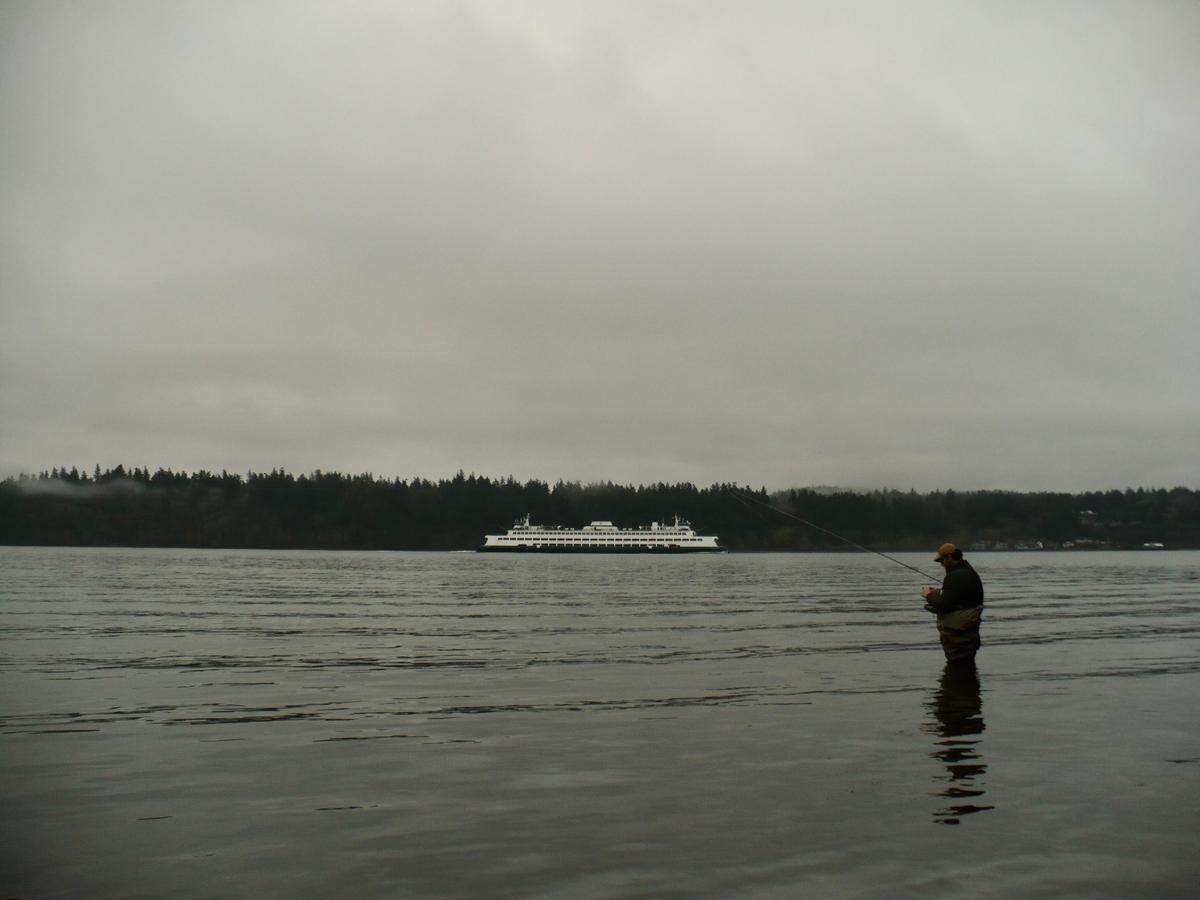 Cole Kennaly from Gig Harbor Fly Shop at Manchester State Park.