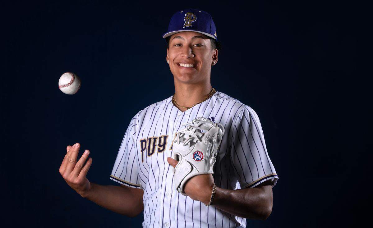 Puyallup senior pitcher Mason Pike is The News Tribune’s All-Area Baseball Player of the Year. He is shown at New Level 360 training facility in Puyallyup, Washington, on Tuesday, June 4, 2024.