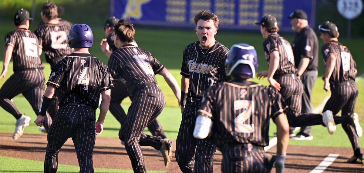 Puyallup Vikings reacts to their 6-5 victory against Lake Stevens during the quarterfinal round of the 4A State tournament at Heritage Recreation Center, on Saturday, May 24, 2025, in Puyallup, Wash.