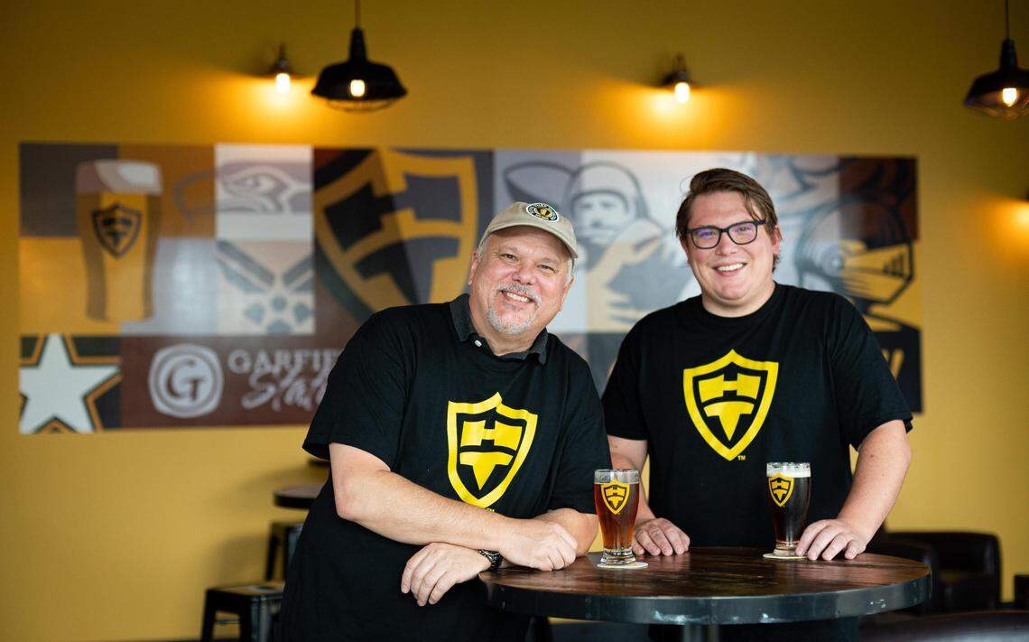 Jon Fosberg, left, and Max Fosberg operate the Home Turf Taproom in Parkland, Wash.. Photographed on Thursday, Sept. 24, 2020.