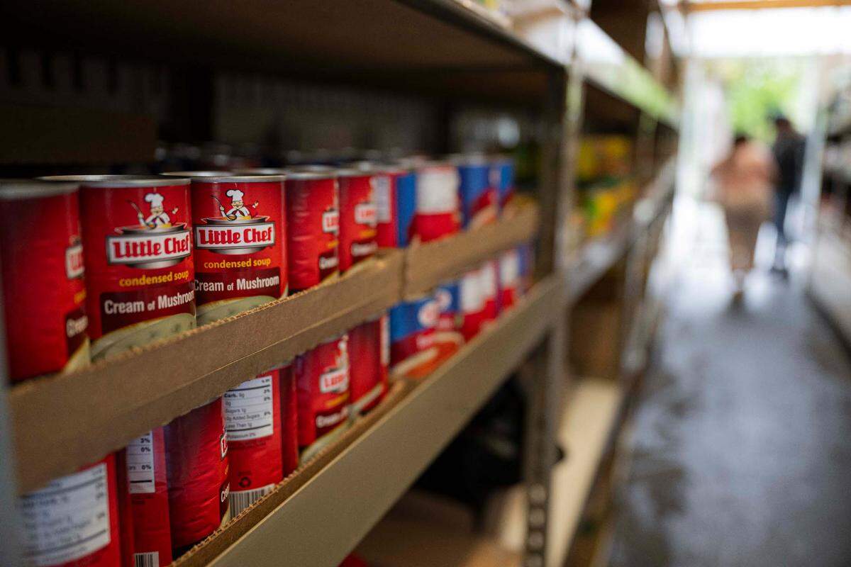 Customers can get shelf-stable items, frozen food and most other items at Nourish Pierce County’s mobile food bank parked outside Lighthouse Baptist Church, on Thursday, April 25, 2024, in Lakewood, Wash. 