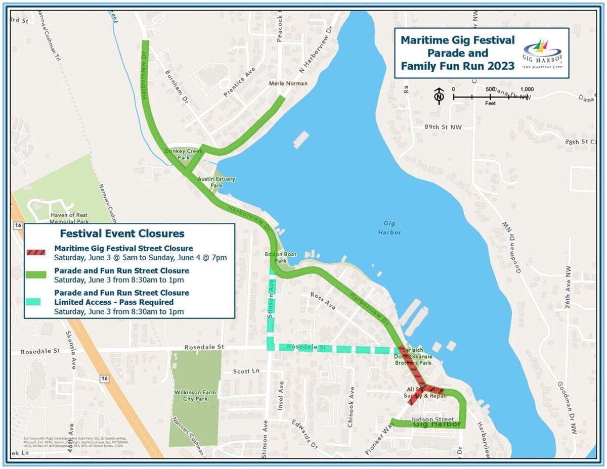 The following roads will be temporarily closed for the Maritime Gig Festival.