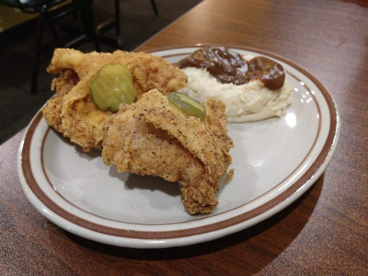 Fried chicken and pickles from Tim’s Kitchen in South Hill.