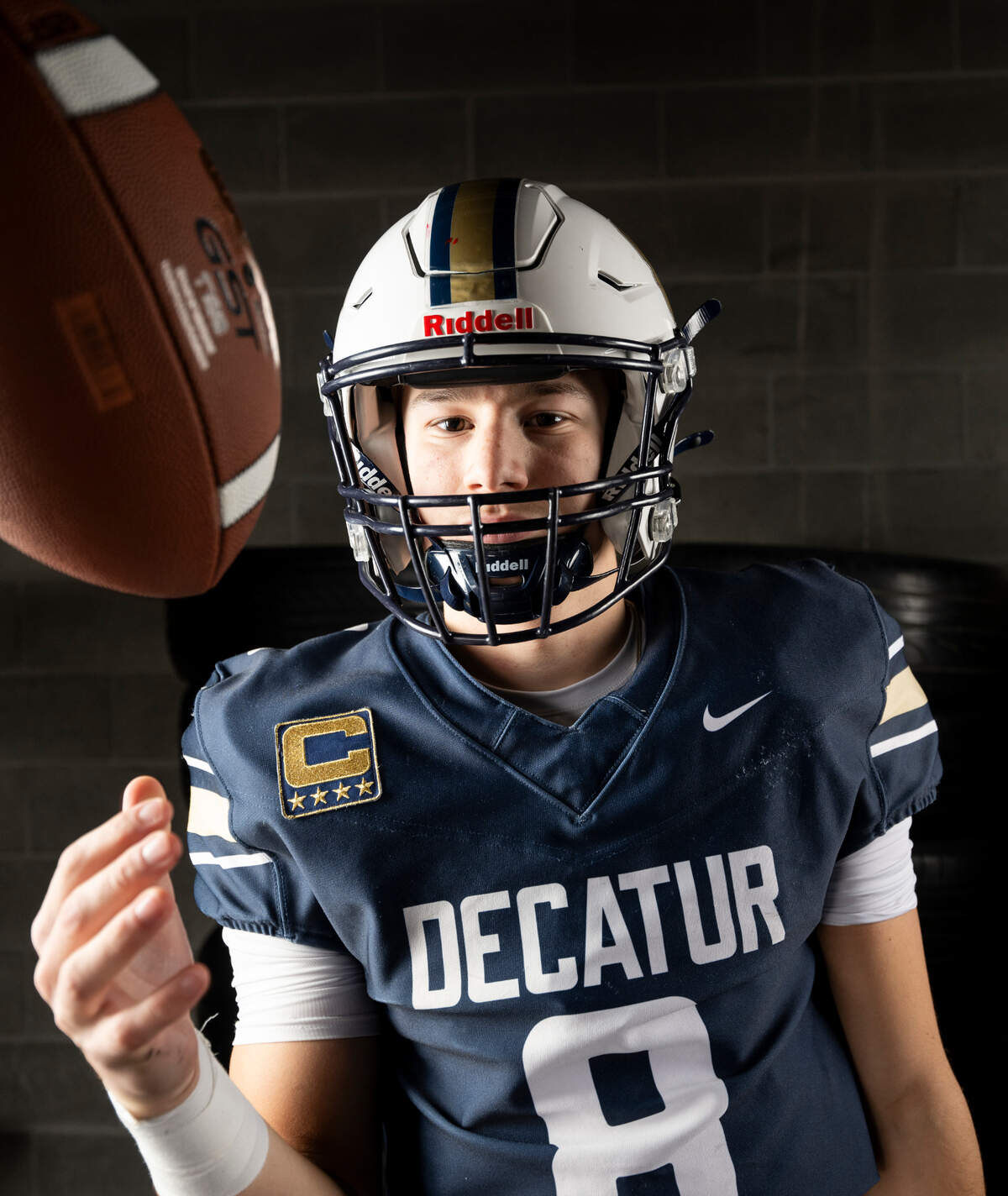 The News Tribune 2024 All-Area first-team quarterback selection Spencer Holloway, Decatur, poses for a portrait at Mount Tahoma High School, on Sunday, Dec. 8, 2024, in Tacoma.
