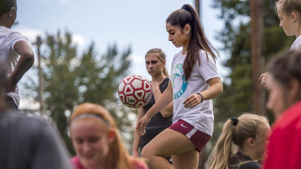 Thomas Jefferson High School soccer player Hailey Still in practice at Steel Lake Park in Federal Way, September 7, 2018.  