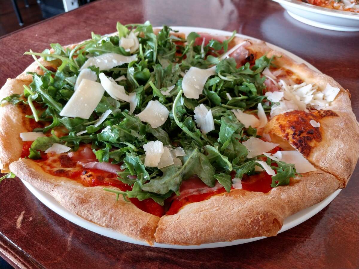 A proscuitto pizza with arugula from Macaluso’s Italian Restaurant in Ruston.