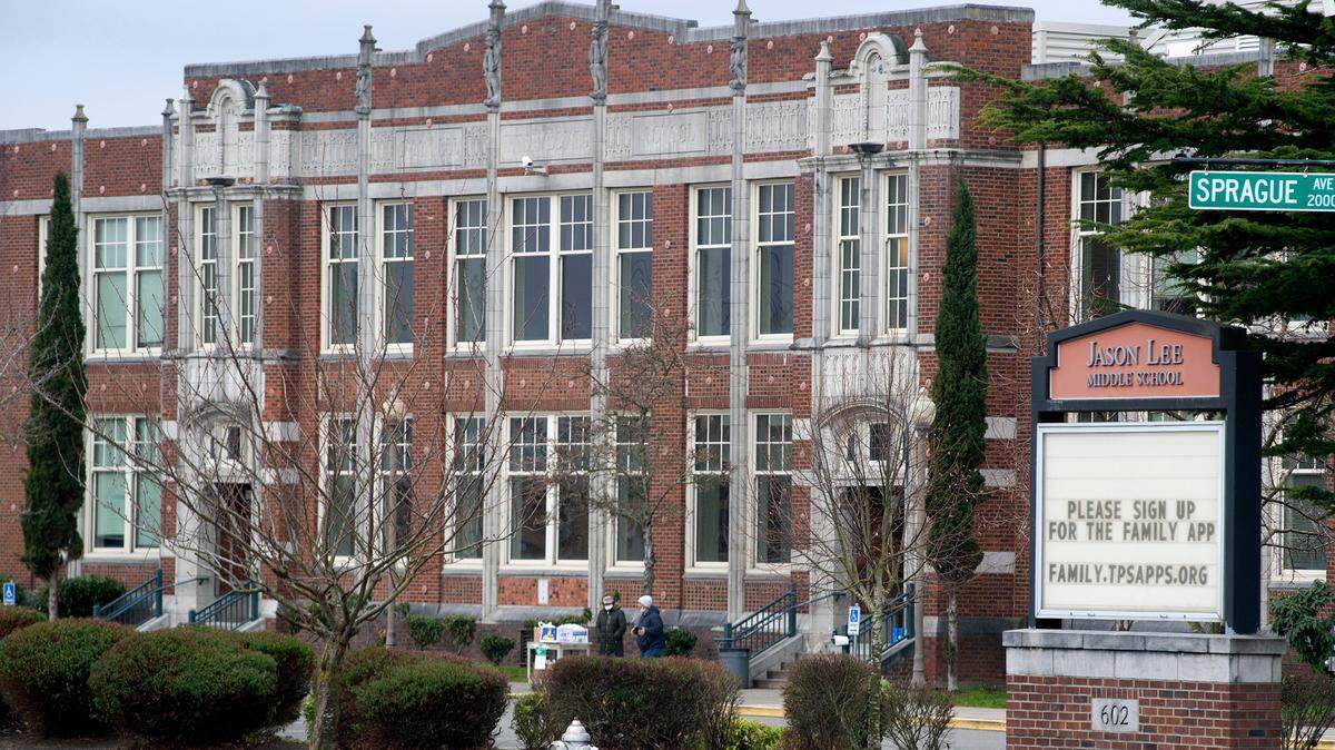 Tacoma Public Schools will change the name of Jason Lee Middle School in Tacoma, Washington, shown on Wednesday, Feb. 17, 2021.