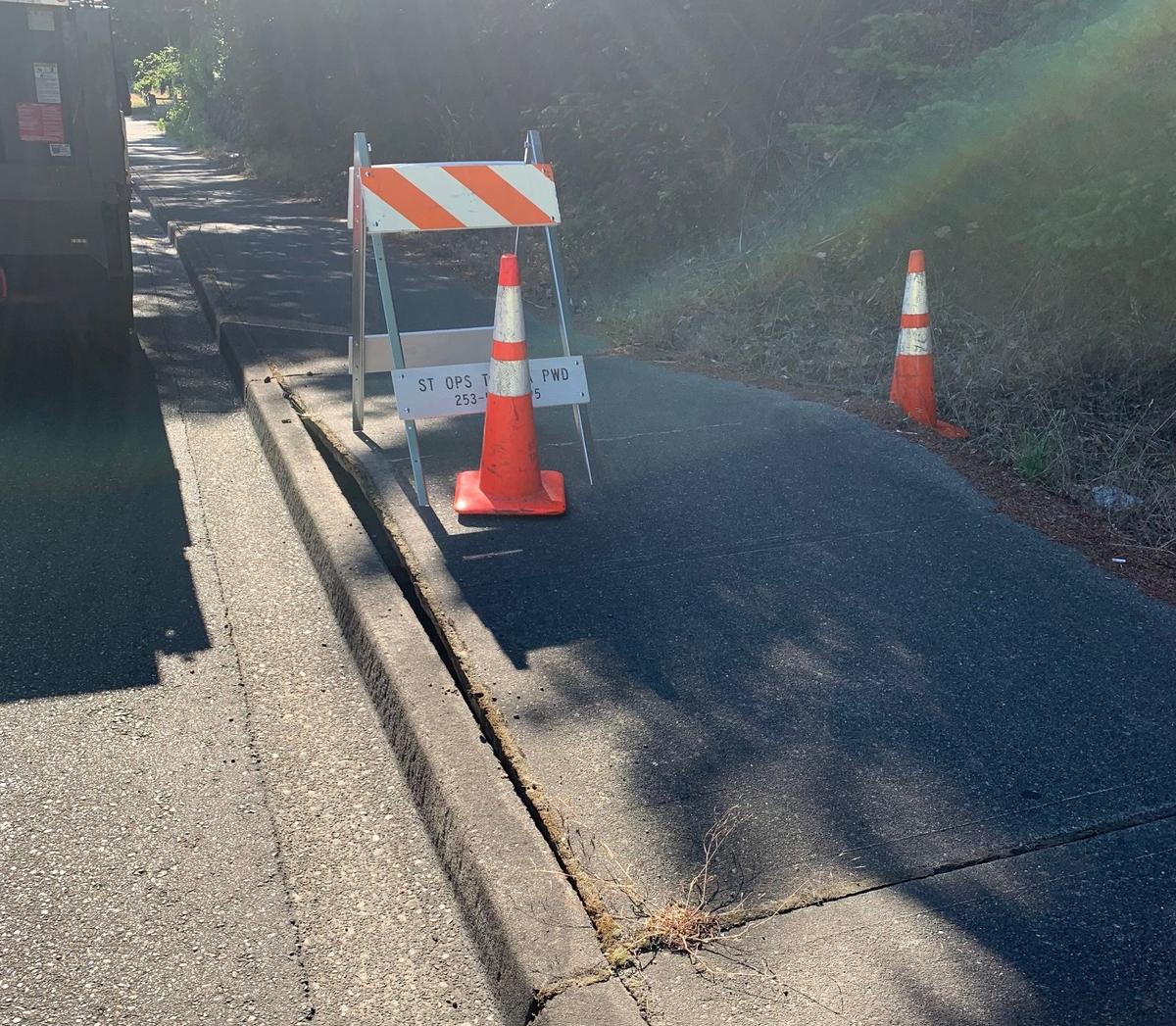 Tacoma has reported one sidewalk buckling from the excessive heat this weekend in the 5200 block of S. 19th St. this weekend.