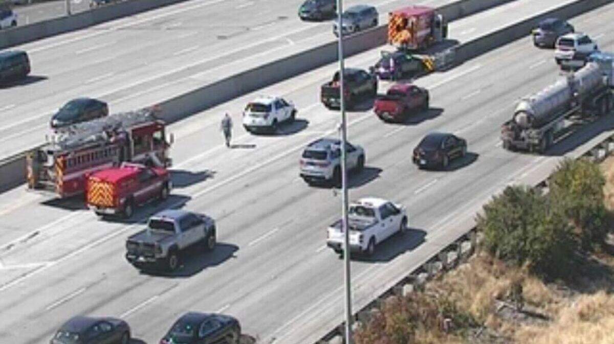 A crash on Interstate 5 southbound near the Tacoma Dome has blocked the HOV lane on Aug. 12, 2025.