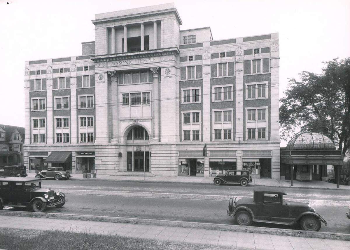 Cars are parked outside the historic Temple Theatre, known then as the Masonic Temple in this photo from The News Tribune archives snapped in 1932.