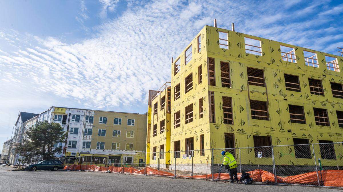 The site of the former Narrows Plaza Bowl and AMC Narrows Plaza 8 was undergoing redevelopment for a multi-building apartment project off Mildred Street West on the Tacoma/University Place border, Feb. 15, 2023.